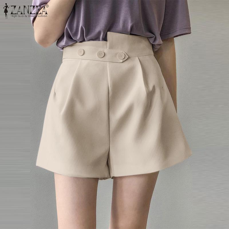 

ZANZEA Женские летние повседневные однотонные шорты трапециевидной формы неправильной формы