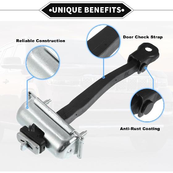 Door Check Strap Stopper Limiter for Jeep Cherokee 3.2L 14-21, Durable Metal Black Front Left Right Door Check Bracket Stop Door Checker Arm Assembly