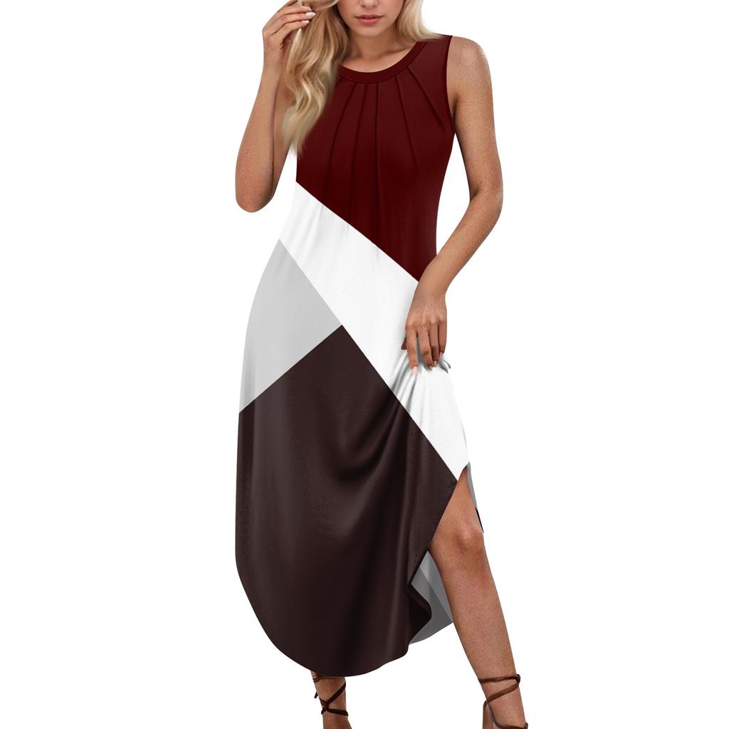 Women's Summer Casual U Neck Printed Sleeveless Dresses