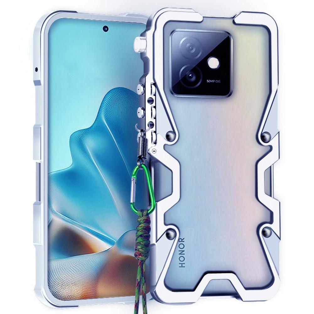 For Honor X60 GT 5G Bumper Case Aluminium Alloy Metal Phone Shell Cover with Strap