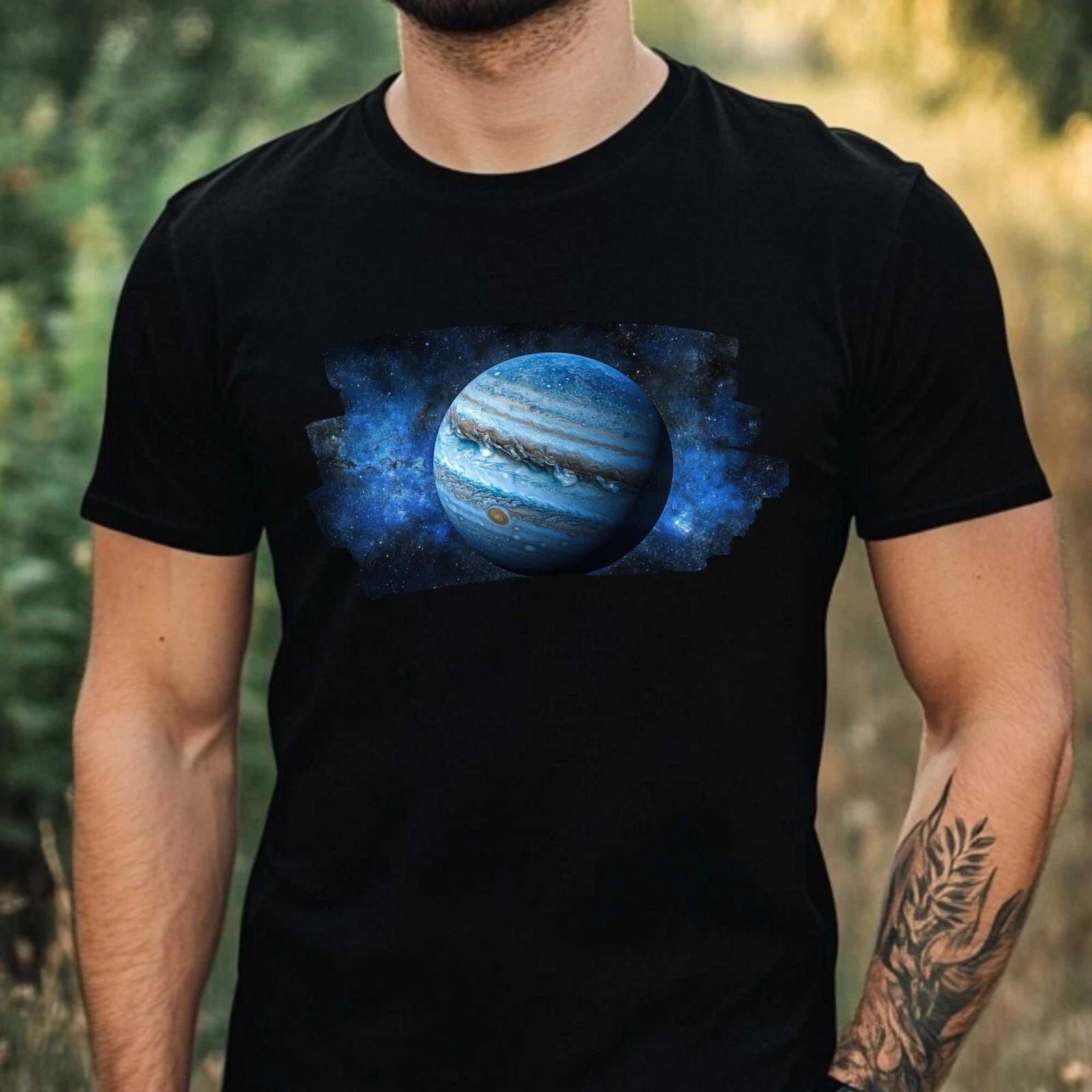 T-Shirt Herren Blauer Planet Motiv Baumwolle Größe XS bis 5XL S