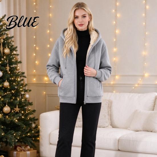 Thermal Winter Coat Jacket Hoodie Coat Fleece Zipper Sweatshirt Unisex Full Lined Autumn Hood Long