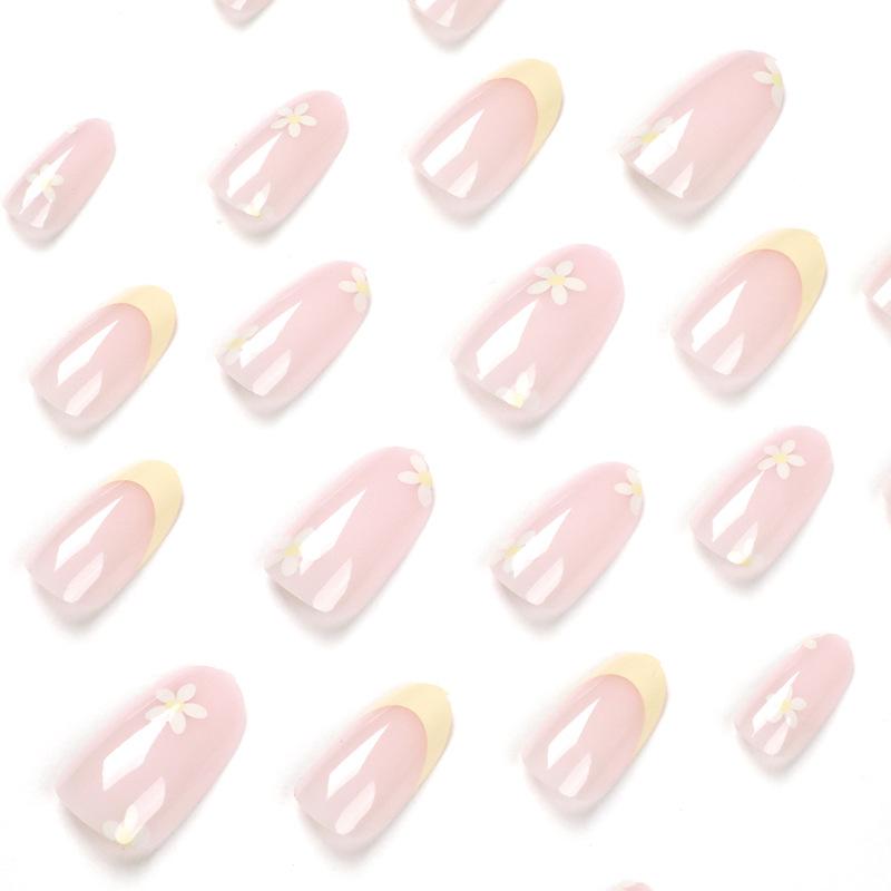 Nail art patch small flower French yellow edge wearing nail art finished nail piece, wearing nail press on nail