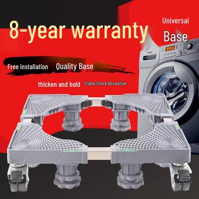 Adjustable Washing Machine Stand with Wheels, Brakes, and Storage Rack