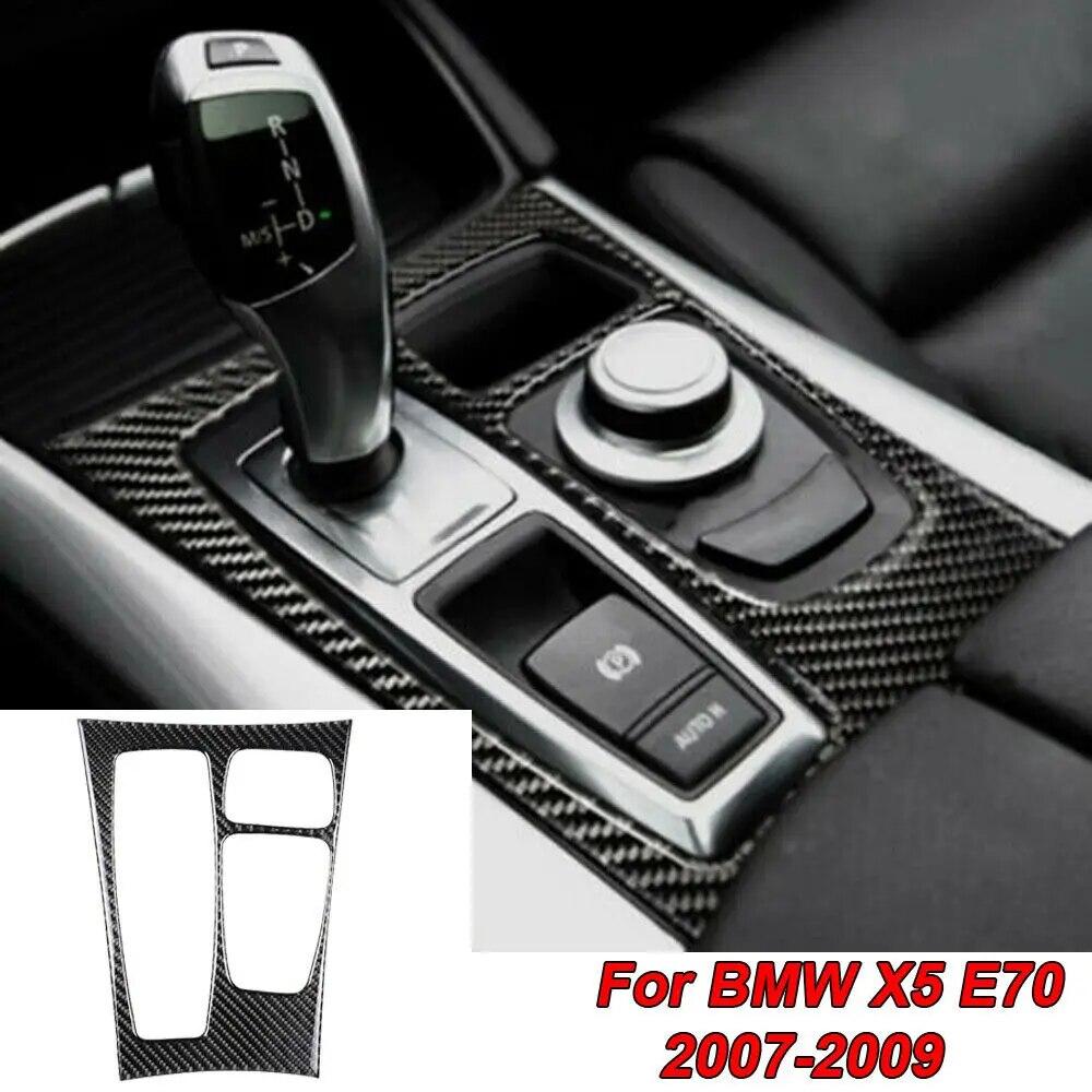 Carbon Fiber Car Interior Gear Shift Panel Decal Decorative Cover Trim For BMW X5 E70 2007-2009 Car Accessories Interiors