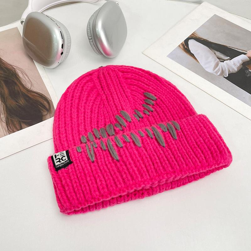 Korean Style All match Knitted Hat Warm Ear Protection Pullover Hat for Women Autumn and Winter Personalized Cold Hat Thickened Plush Hat Small Face