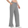 Women's Loose Fit High Waist Casual Pants Elastic Waistband Lightweight Breathable Fabric Wide Leg Trousers with Side Slits for Outdoor Activities