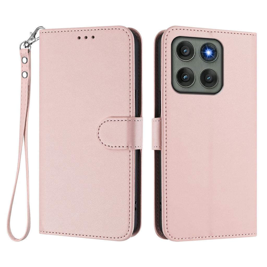 For Motorola Edge 60 Pro 5G Leather Case Wallet Stand Phone Cover with Wrist Strap