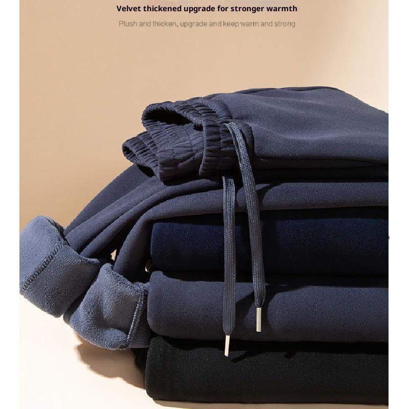 Winter Men'S Fleece-Lined Thickened Sweatpants Windproof Pants Warm Cotton Pants Casual Pants Sports Pants Men'S Pants
