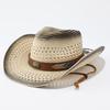 Ethnic Style Western Cowboy Hat, Summer Big Edge Straw Hat, Men's and Women's Outdoor Beach Sunshade and Sun Protection Hat