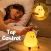 Cute Smile Pear Night Light, Portable Creativity with Touch Sensor, USB Silicone Baby Sleep Dimmable Bedside Lights Table Lamp