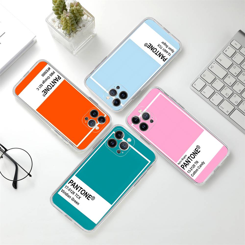 Pantone Candy Farbe Für IPhone 11 12 13 14 15 16 17 Pro Max Plus 13 Mini Silikon Weich Transparent Rückseite