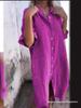 2026 Europäisches & Amerikanisches Frühling/Sommer Lockeres Casual Mittellanges Baumwoll-Leinen Hemdkleid für Damen