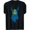 Swedish Sweden Viking Helmet with Horns Scandian Warrior T-Shirt Men's Black Tee Comfortable Perfect for Home|Outdoor|Work|Gifting