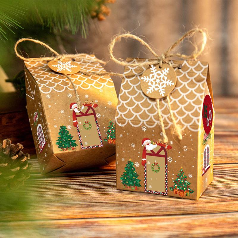 2025 DIY Advent Calendar for Filling and Filling House Set Gingerbread House 24 Colourful Folding Boxes for Decor Xmas Village