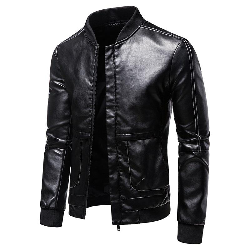 Autumn new men's casual leather jacket spring and autumn jacket slim trend handsome youth PU
