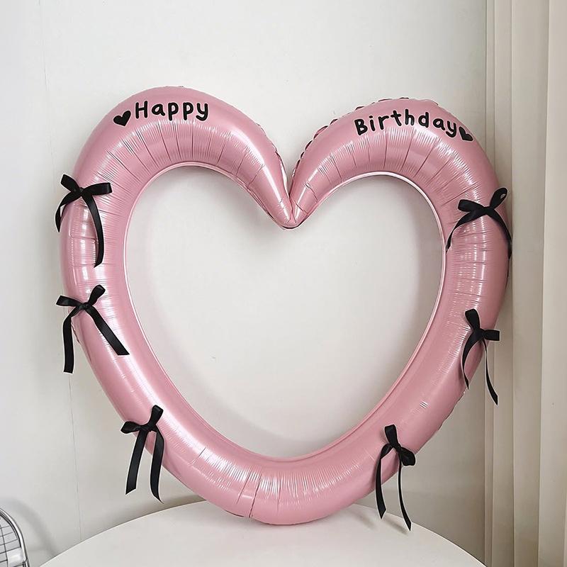 Bow Heart-shaped Balloon With Bow Sticker Girlfriend Birthday Party Decoration Props Wedding Decoration