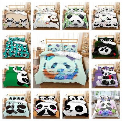 3D Panda Baskı Moda Ev Yatak Tek Kişilik Çift Kişilik Yatak Tam Boy Yastık Kılıfı ve Nevresim 2/3 Parça Mikrofiber Ev Dekorasyonu