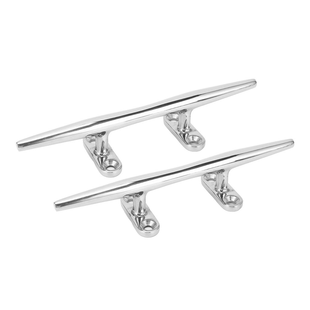 2pcs Open Base Boat Cleat 316 Stainless Steel Polished 8in Dock Cleats Tie Down for Yacht Cargo Ship