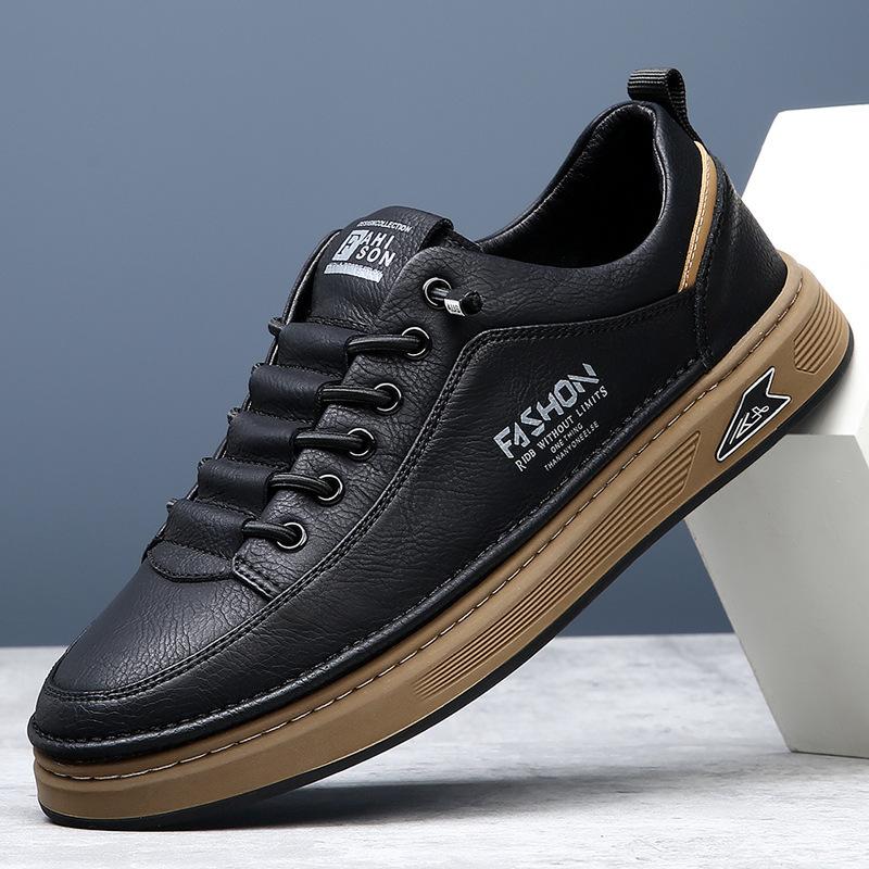 2025 spring new men's shoes platform-soled versatile white shoes men's leather breathable trend sports and leisure shoes men