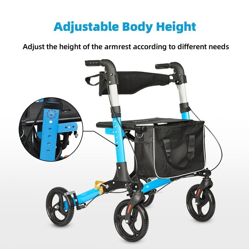 Elderly Walking Assist Rollator Household Aluminum Alloy Walker Foldable Pulley Training Mobility Aid