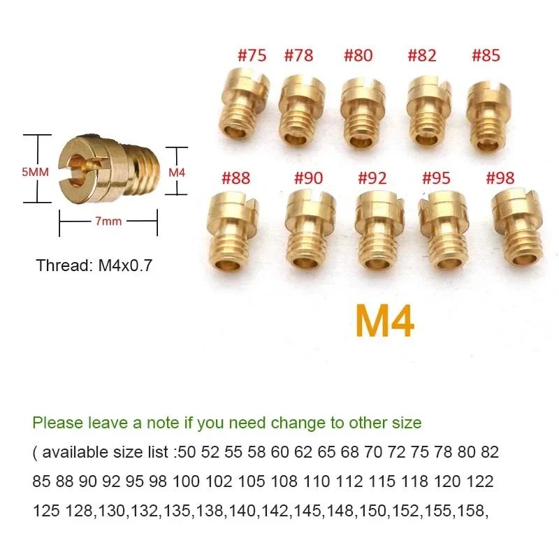 Packung mit 10 Stück 4mm 5mm Hauptdüse M4 M5 für GY6 50cc 139QMB PZ19 Keihin OKO KOSO PWK Mikuni Keihin Vergaser