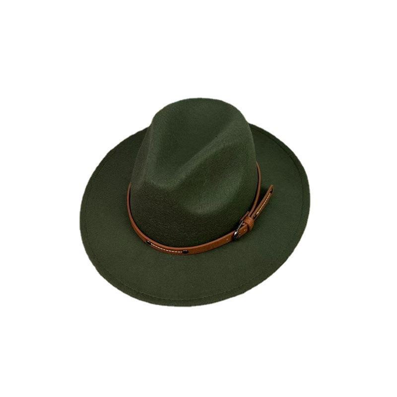 European and American style retro casual manama big-brimmed top hat women's autumn and winter British versatile woolen hat belt jazz