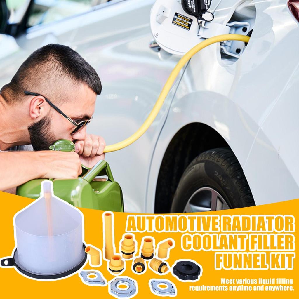 Coolant Flush Kit with 15Piece Radiator Funnel - Spill-Proof Cooling System Supplies for RV Tank Brake Fluid & Windshield Washer