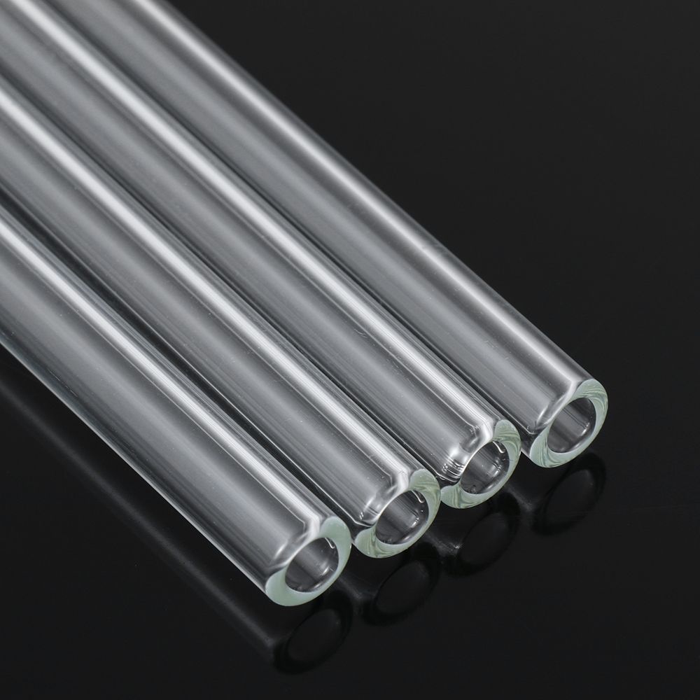 4pcs/set Party Supplies Wedding Transparent Glass Straws Clean Brush Reusable Straight Tube