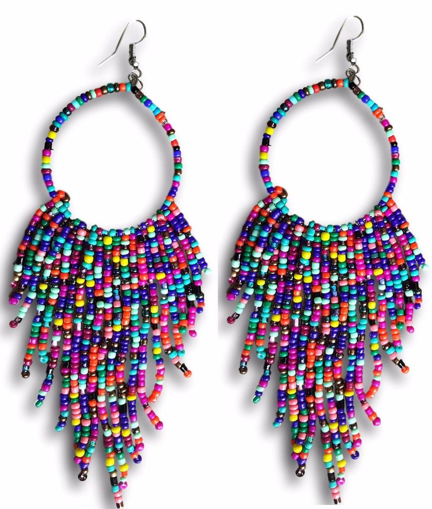 Bohemian Tassel Pendant Earrings with Beads