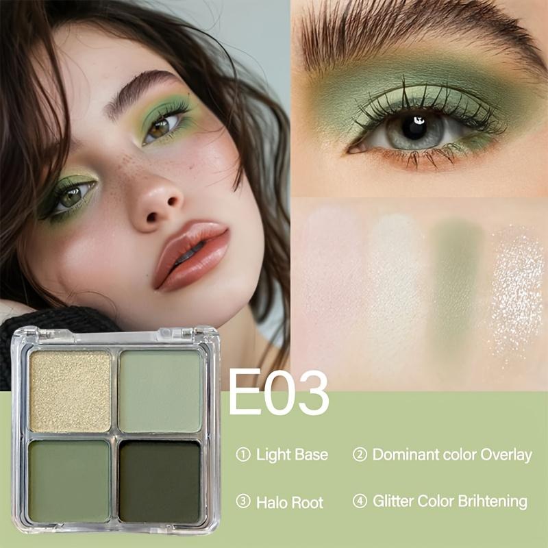 פלטת צלליות טול ירוק אקווה עמידה במים וזיעה - 4 גוונים ירוקים מאט ועם נצנצים לאיפור חג זוהר