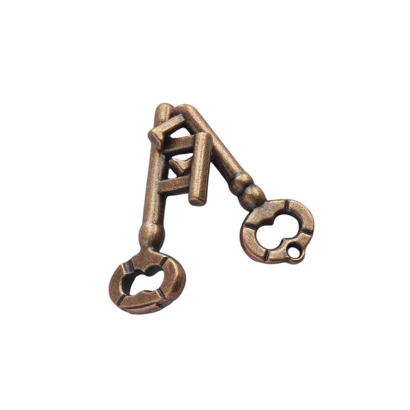 Adult and Children's Educational Alloy Key Lock Puzzle Toy: Luban and Kongming Locks with Nine-Linked Rings