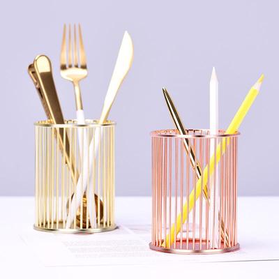 Nordic Gold Wrought Iron Pen Holder & Makeup Brush Organizer
