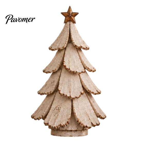 Décoration d'arbre de Noël de bureau Figurine vintage illuminée, Centre de table lumineux pour bureau avec petites LED artificielles, Fête d'hiver