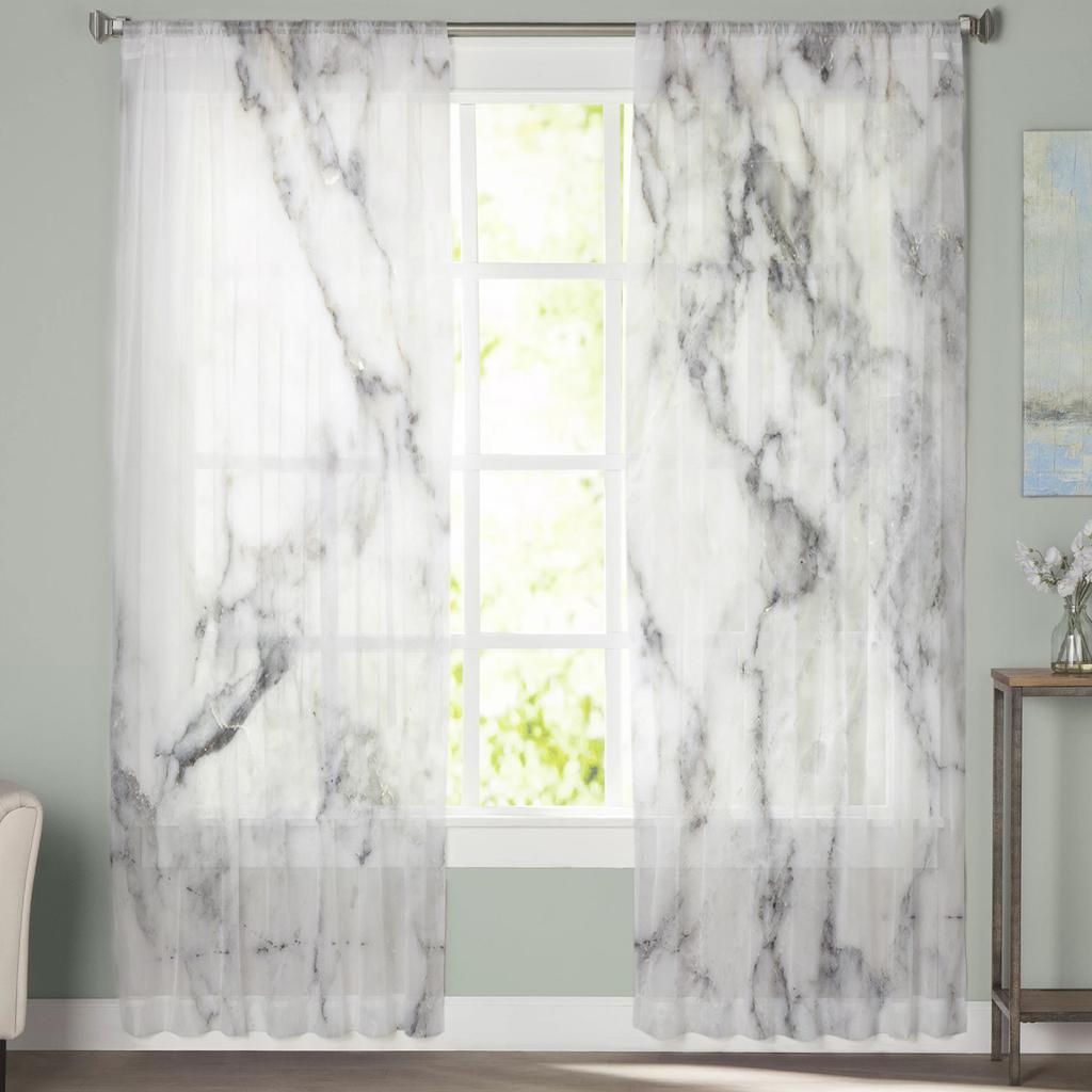 Marble Texture Modern Tulle Curtains For Living Room Bedroom Home Kitchen Window Sheer Curtains