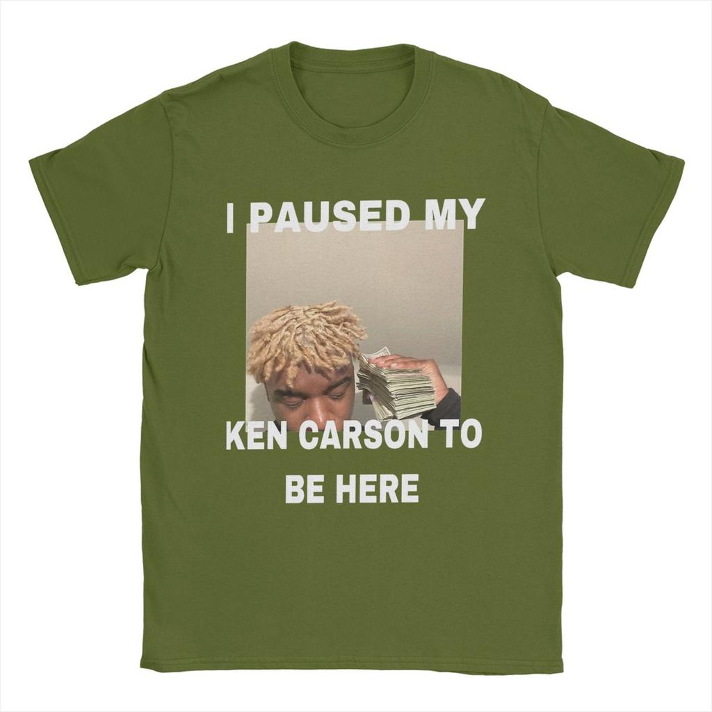 Novelty I Paused My Ken Carson To Be Here T-Shirts Men Crew Neck Cotton T Shirts Short Sleeve Tee Shirt Gift Idea Tops