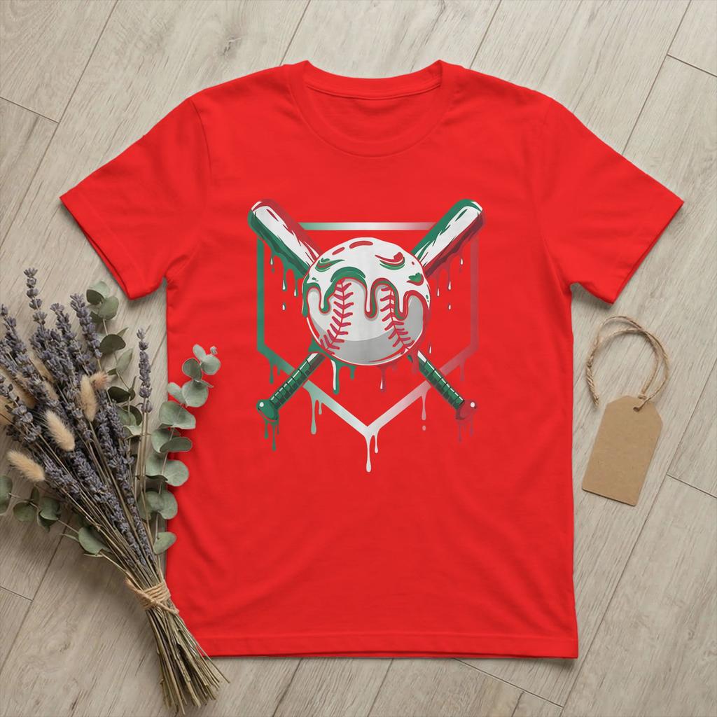 Baseball Sport Ice Cream Drip Unisexs T Shirts Funny Meme Cool Tees Short Sleeve Round Collar TShirt 100 Cotton Birthday Clothes