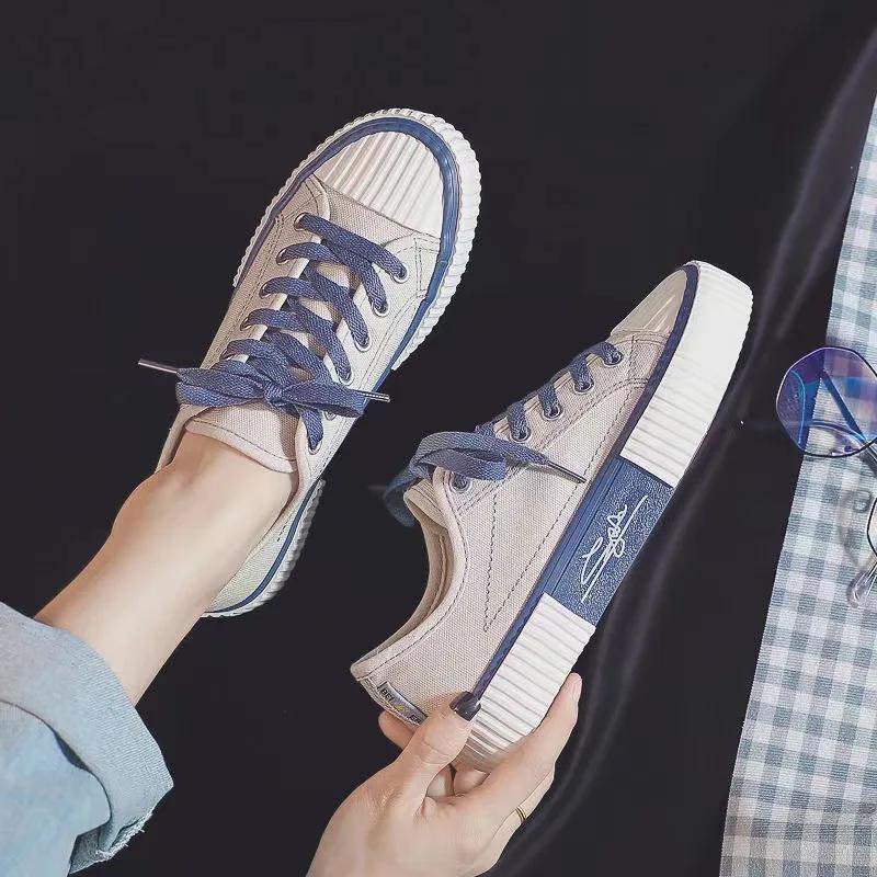 Women Canvas Shoes Breathable Comfort Flat Caual Korean Version Trend Lace Up Board Shoes Fashion Student Versatile Women's Shoe