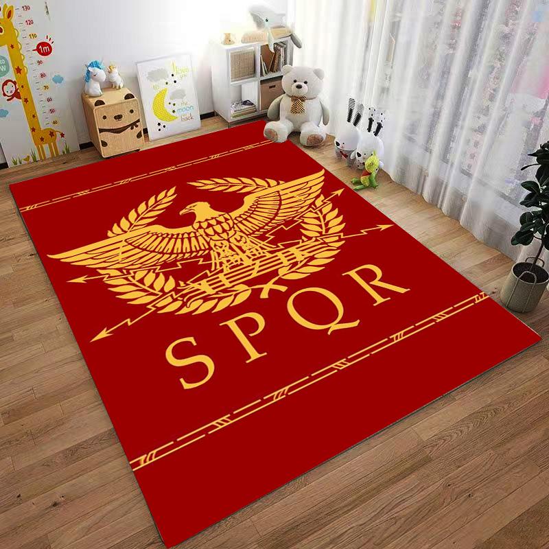 Roman Empire SPQR Eagle Emblem Red Carpet, Classic Floor Mat Decor Suitable for Use As an Anti-slip for Living Room Bedroom Sofas