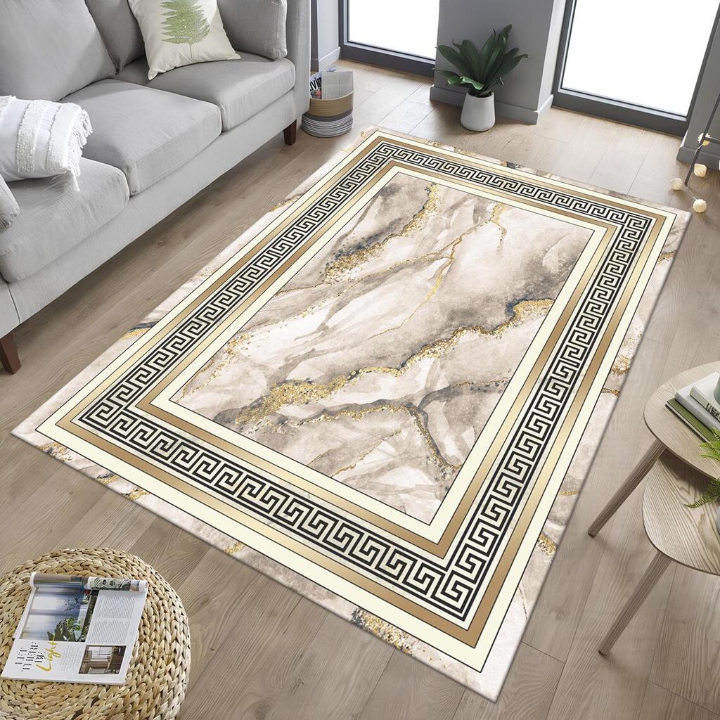 Marble Greek Pattern Rug Greek Key Carpet Greek Motif Rug,Living Room rug Bedroom and Home Decor mat Holiday Home Decor