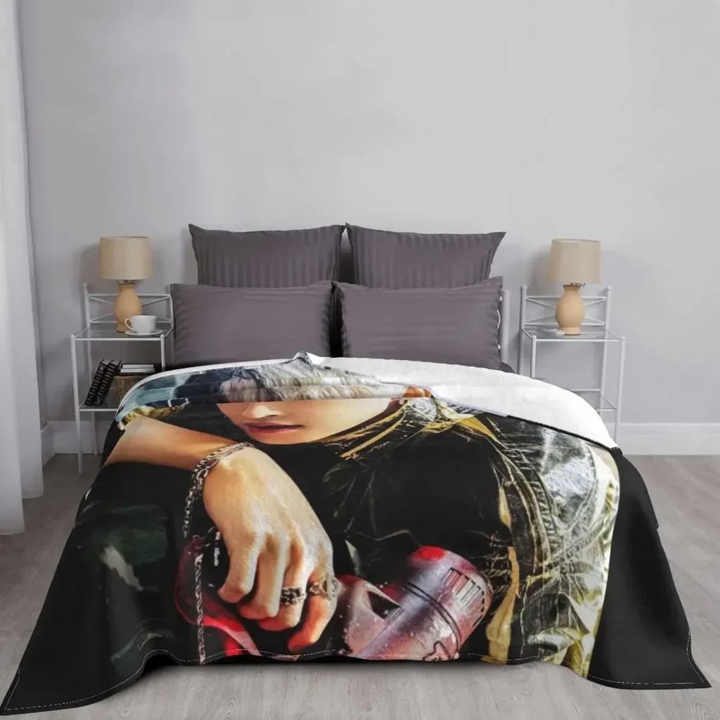 Hongjoong - Ateez Throw Blanket Sofas Stuffeds Thermal Blankets