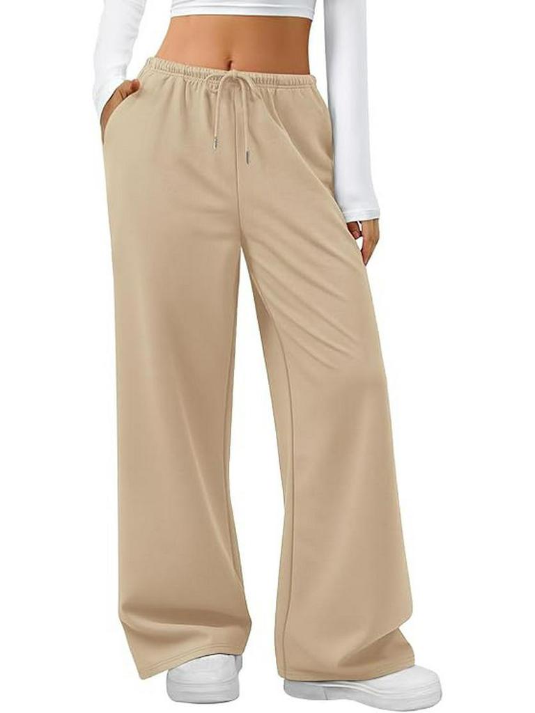 Summer Women's Jogging Pants - Elastic Waist, Solid Color, Plus Size, US Sizes, Drawstring Sweatpants
