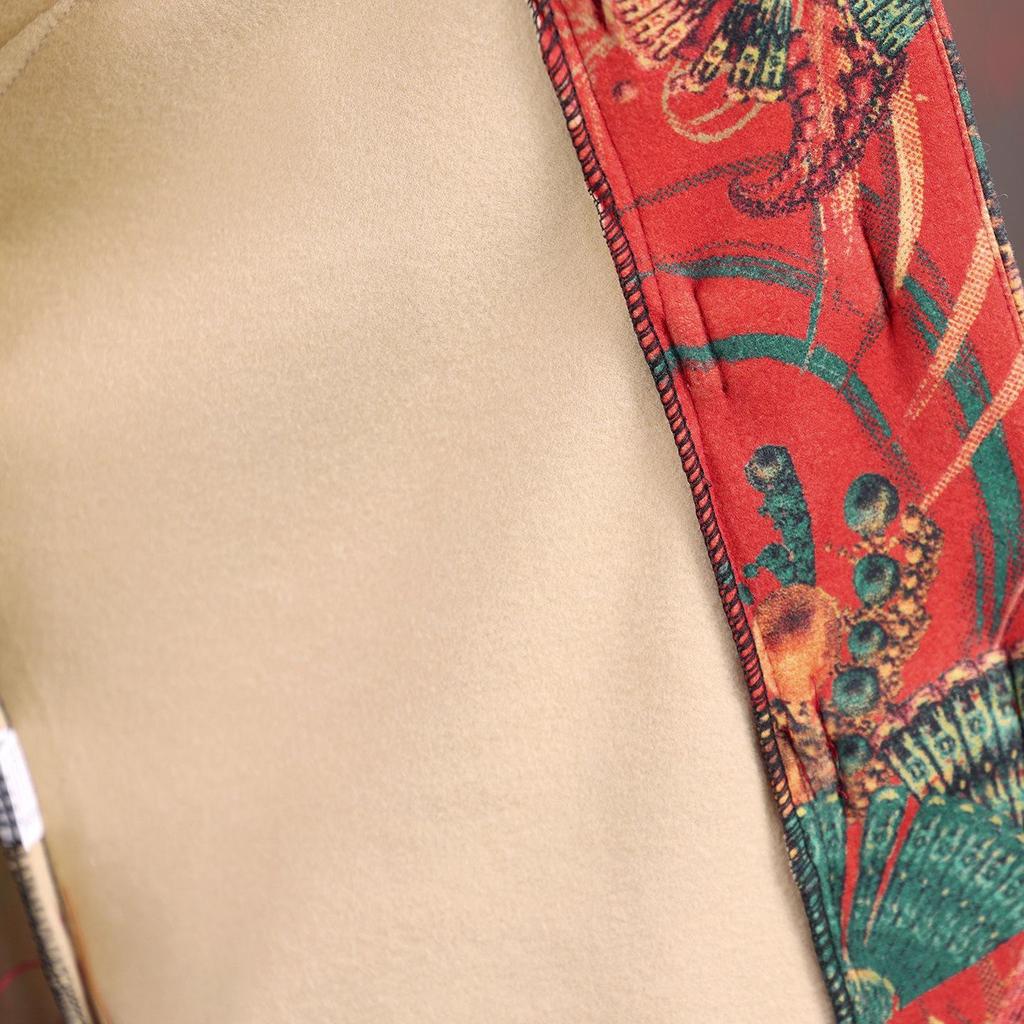 2025 Autumn/Winter Plus Velvet Ethnic Frog Button Cardigan for Middle-Aged and Elderly Mothers - Warm, Versatile, Fashionable Outerwear