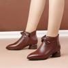 Woman Pumps Ladies Fashion Pointed Toe Chunky Heels Women Dress Office Shoes Ankle Boots Wedding Shoes Bride Zaptos Mujer