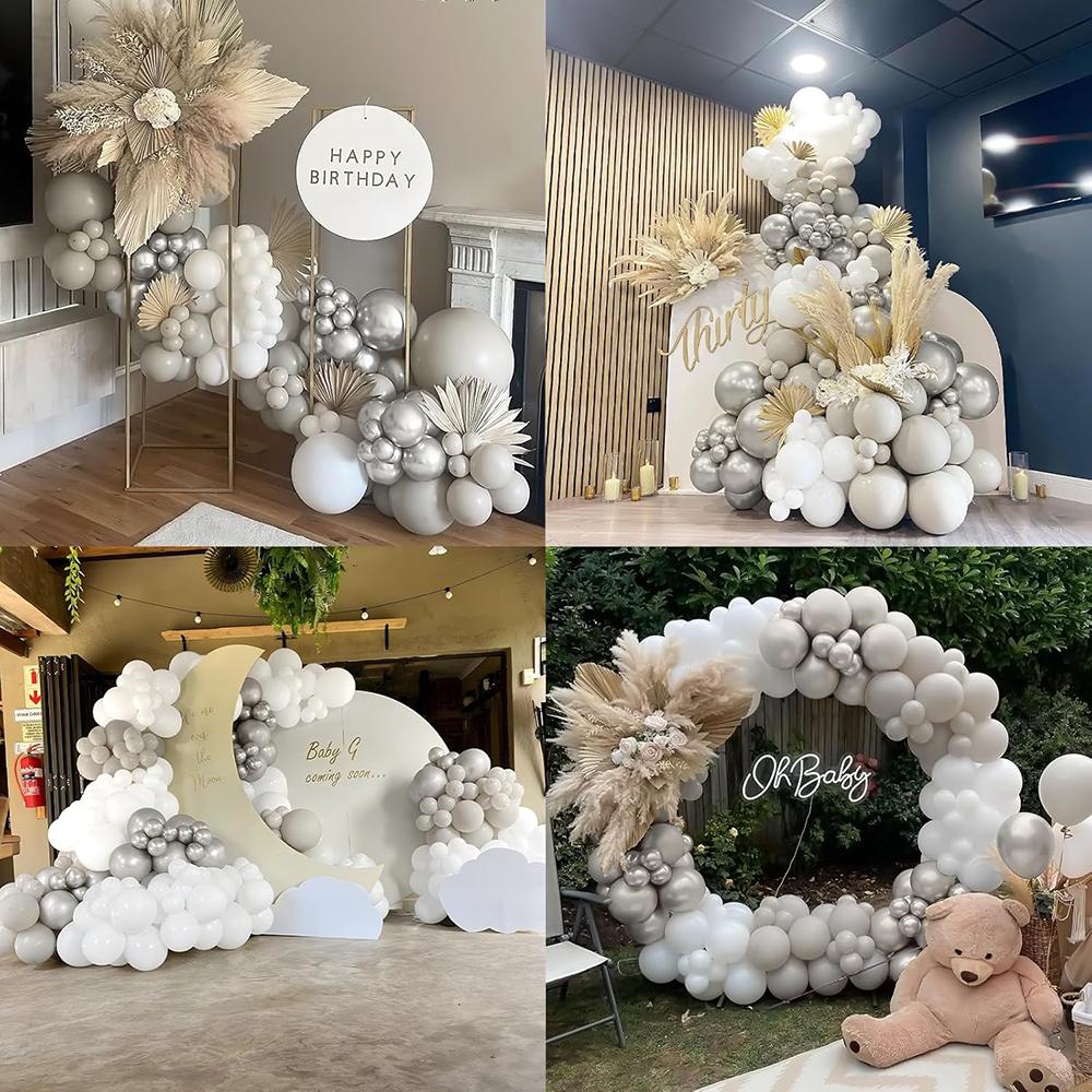 Grey Balloons Garland White Sliver Ballon Arch Kit Wedding Engagement Anniversary Bridal Shower Birthday Party Decoration Globos