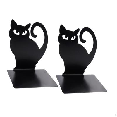 2 Stück Katze Buchstützen Buchstopper Metall Rutschfest Cartoon Ständer für Regale Büro