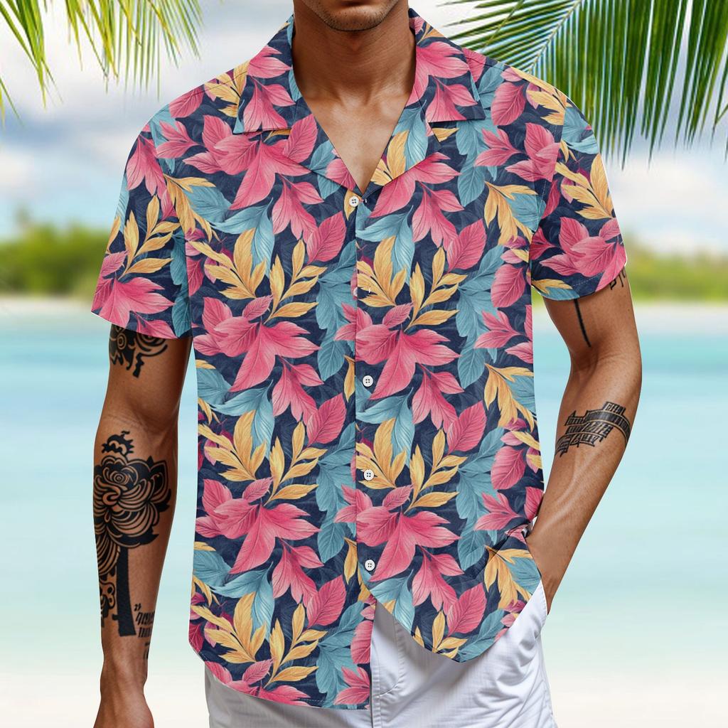 Hawaiian Shirt For Men, Men's Vintage Button Down Bowling Shirts Short Sleeve Summer Beach Shirt