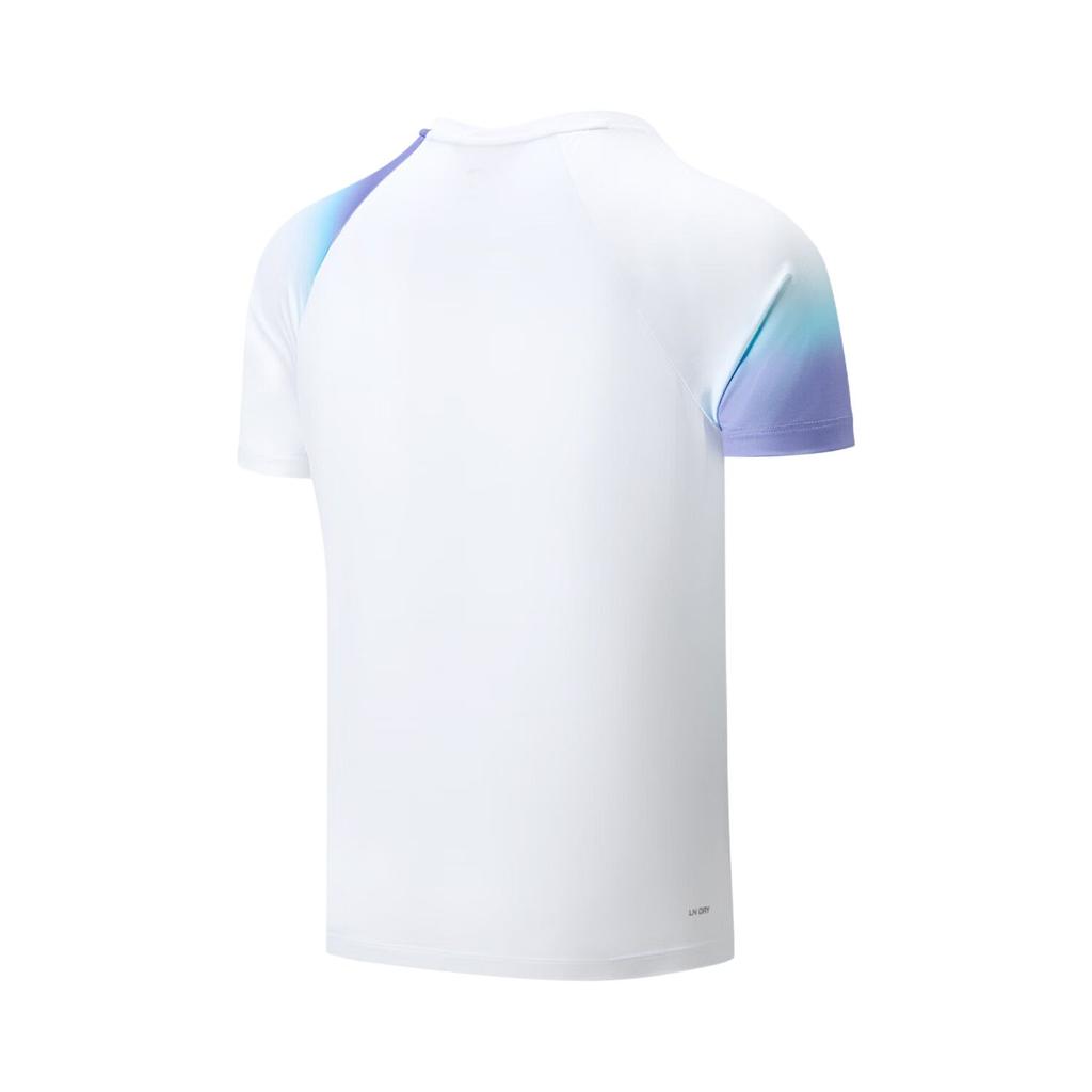 Li-Ning Club Series Gradient Simple Versatile Soft Short Sleeve Badminton Shirt Unisex tops AAYW061-2