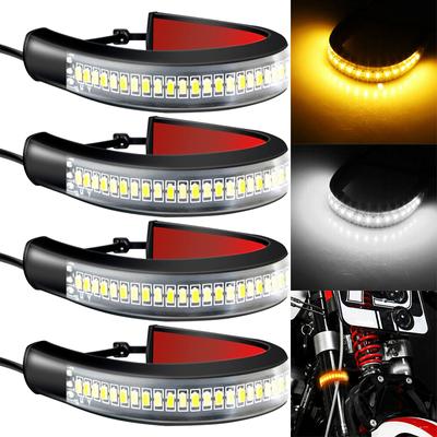 1/4 PZ 12V LED Moto Luce Frecce e DRL Ambra Bianco Moto Lampeggiatore Anello Forcella Striscia Lampada Lampeggiante Indicatore Moto Accessori