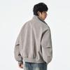 Fengxun Men's Velvet-Feel Stand Collar Bomber Jacket FXJS5601